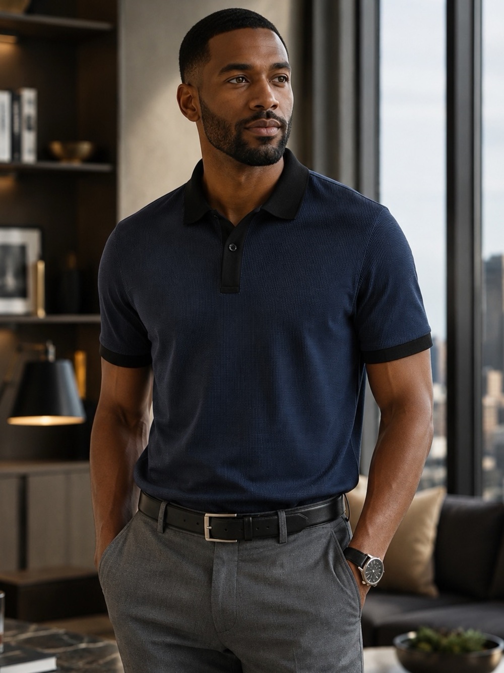 Hugo Boss Parlay 425 Men’s XL Navy Black Contrast Polo Shirt Made Turkey